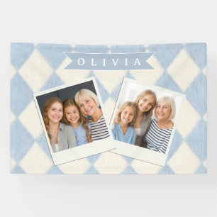Personalisiertes Preppy Sanftes Blaues Flauschiges Banner