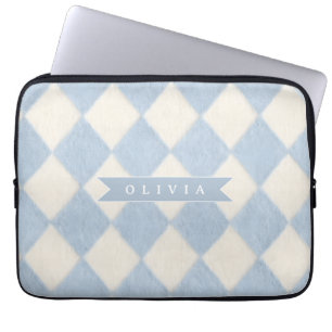 Personalisiertes Preppy Sanftes Blaues Flauschiges Laptopschutzhülle