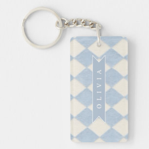 Personalisiertes Preppy Sanftes Blaues Flauschiges Schlüsselanhänger
