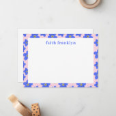 Personalisiertes Preppy-Watercolor-Blumengestation Mitteilungskarte (Vorderseite/Rückseite Beispiel)