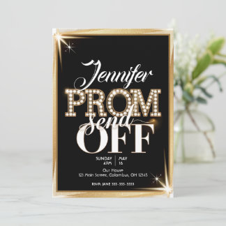 Personalisiertes PROM SEND-OFF Elegantes Schwarz u Einladung