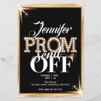 Personalisiertes PROM SEND-OFF Elegantes Schwarz u Flyer