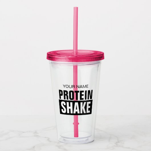 Personalisiertes Proteinshake-Tummelglas mit Decke Acryltrinkbecher (Vorderseite)