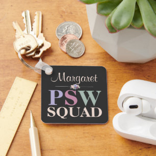 Personalisiertes PSW-Team-Blumennamensschild Schlüsselanhänger