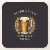 Personalisiertes Pub-Zeichen für das Logo "Zuhause Rechteckiger Pappuntersetzer (Vorderseite)