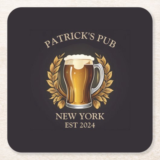 Personalisiertes Pub-Zeichen für das Logo "Zuhause Rechteckiger Pappuntersetzer (Vorderseite)