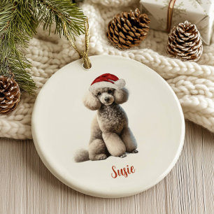 Personalisiertes Pudel-Weihnachten Keramik Ornament