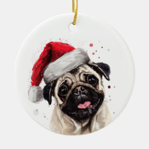 Personalisiertes Pug-Hunde-Weihnachten Keramik Ornament
