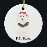 Personalisiertes Pulver (weiß) Keramik Ornament<br><div class="desc">Machen Sie die schöne Liste in diesem Jahr mit einem Ornament Ihrer Lieblings-weißen Poodle-Elf! Für die süßesten Geschenke,  paaren Sie es mit einem passenden Kunstdruck oder einem anderen Artikel aus meiner Sammlung!</div>