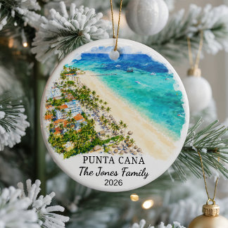 Personalisiertes Punta Cana-Keramik-Ornament, Benu Keramik Ornament