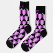 Personalisiertes Purple Hearts Design Socken (Linkes Detail)