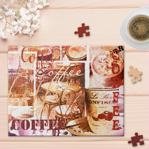 Personalisiertes Puzzle mit Kaffee-Collage-Überlag