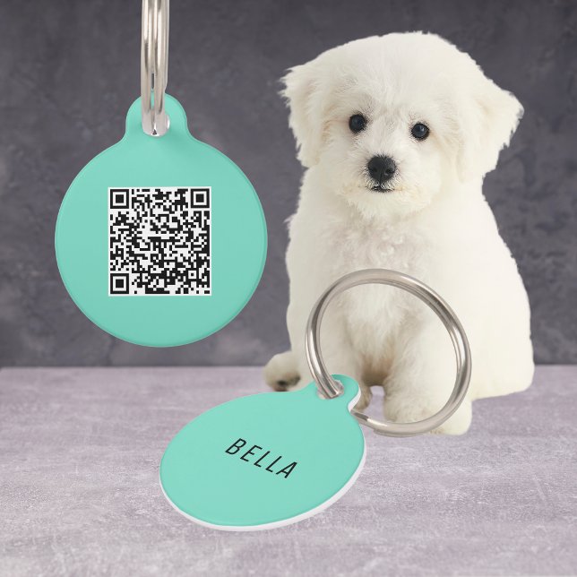 Personalisiertes QR Code Minze Dog Zubehör minimal Haustiermarke (Personalized QR Code Mint Dog Accessories Minimal Pet ID Tag
)