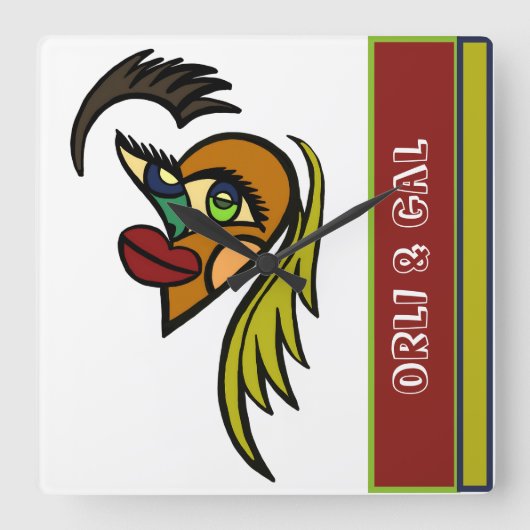 Personalisiertes Quadrat - Herzzeituhr Quadratische Wanduhr (Vorderseite)