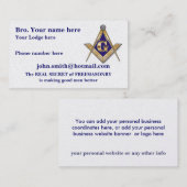 PERSONALISIERTES QUADRAT UND KOMPASSSE FREIMAURER TELEFONNUMMERKARTE (Vorne/Hinten)