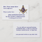 PERSONALISIERTES QUADRAT UND KOMPASSSE FREIMAURER VISITENKARTE (Vorne/Hinten)