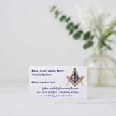 PERSONALISIERTES QUADRAT UND KOMPASSSE FREIMAURER VISITENKARTE (Stehend Vorderseite)