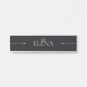 Personalisiertes Quiet Luxury Schwarz Gold Eingang Türschild
