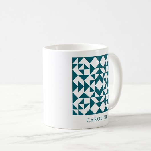 Personalisiertes Quilt-Blockgeschenk für ein Aquam Kaffeetasse (VorderseiteRechts)