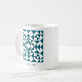 Personalisiertes Quilt-Blockgeschenk für ein Aquam Kaffeetasse (Vorderseite Links)