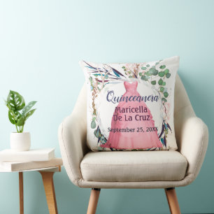 Personalisiertes Quinceanera Geschenk Rosa Kleid Kissen