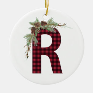 Personalisiertes R Monogramm-Ornament Keramik Ornament