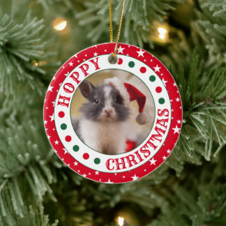 Personalisiertes Rabbit-Foto Keramik Ornament