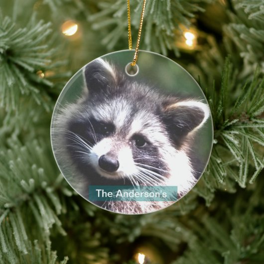 Personalisiertes Raccoon-Foto Keramik Ornament (Baum)