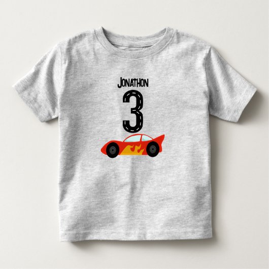 Personalisiertes Racecar 3. Geburtstag Party Kleinkind T-shirt (Vorderseite)