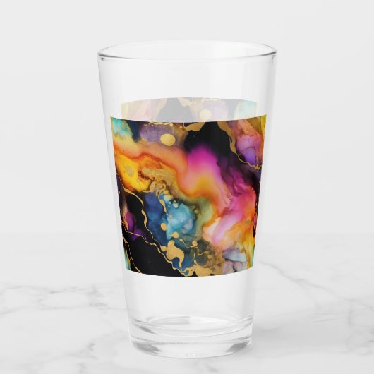 Personalisiertes Rainbow & Black Alcohol Tinte Gla Glas (Rückseite)