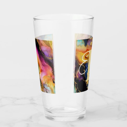 Personalisiertes Rainbow & Black Alcohol Tinte Gla Glas (Rechts)