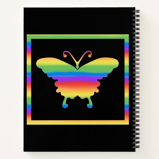 Personalisiertes Rainbow Butterfly SpiralNotebook Notizblock (Rückseite)