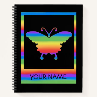 Personalisiertes Rainbow Butterfly SpiralNotebook Notizblock
