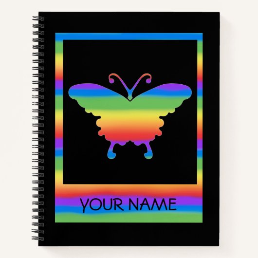 Personalisiertes Rainbow Butterfly SpiralNotebook Notizblock (Vorderseite)