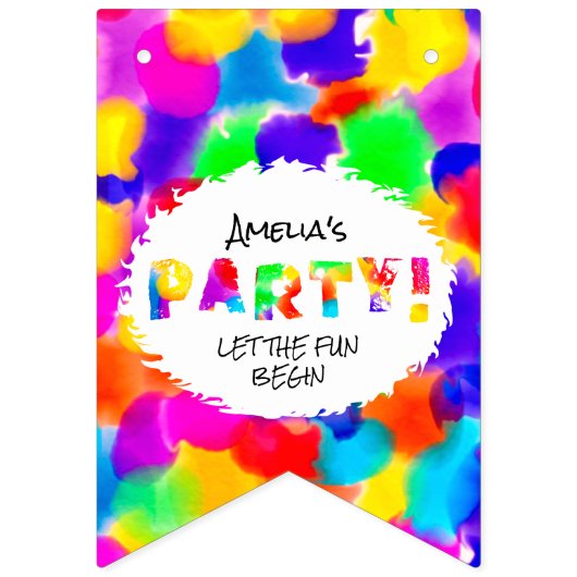Personalisiertes Rainbow Color Splash-Party Wimpelkette (Zweite Fahne)