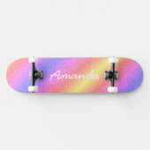 Personalisiertes Rainbow Glitzer Skateboard mit Na (Horizontal)