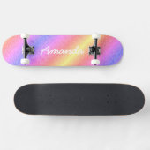 Personalisiertes Rainbow Glitzer Skateboard mit Na (Horizontal)
