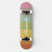 Personalisiertes Rainbow Glitzer Skateboard mit Na (Vorderseite)