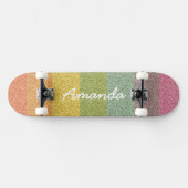 Personalisiertes Rainbow Glitzer Skateboard mit Na (Horizontal)