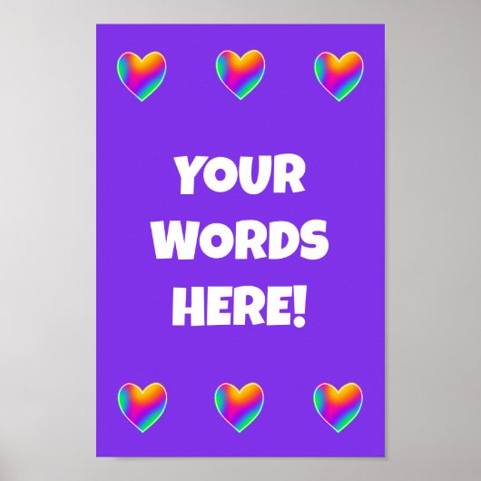 Personalisiertes Rainbow Hearts Poster (Vorne)