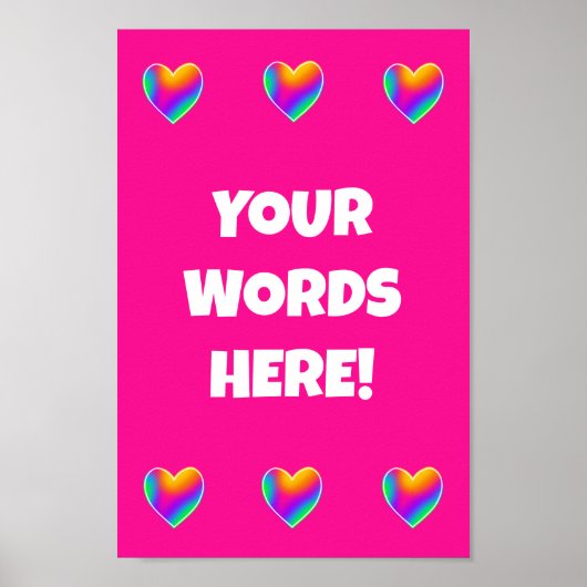 Personalisiertes Rainbow Hearts Poster (Vorne)