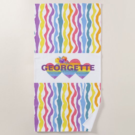 Personalisiertes Rainbow Hefe Beach Handtuch (Vorderseite)
