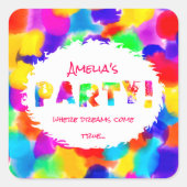 Personalisiertes Rainbow-Party Quadratischer Aufkleber (Vorderseite)