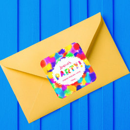 Personalisiertes Rainbow-Party Quadratischer Aufkleber