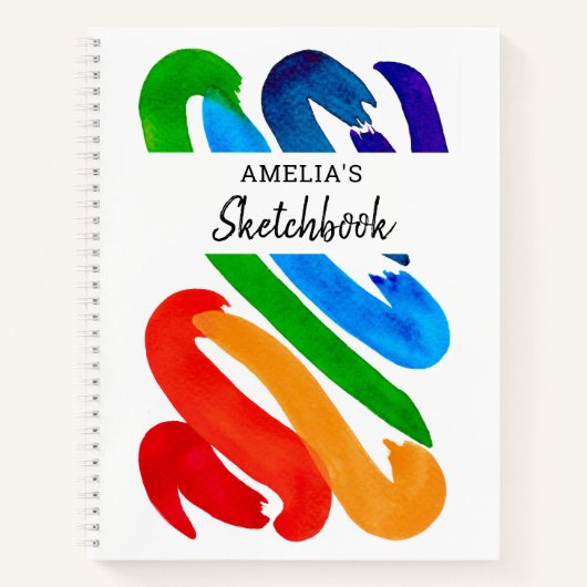 Personalisiertes Rainbow Pattern Sketchbook Notizblock (Vorderseite)