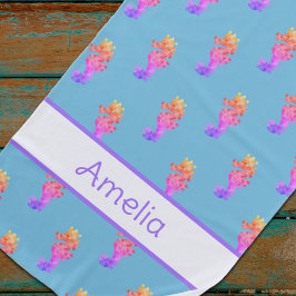 Personalisiertes Rainbow Seepferd Beach Handtuch