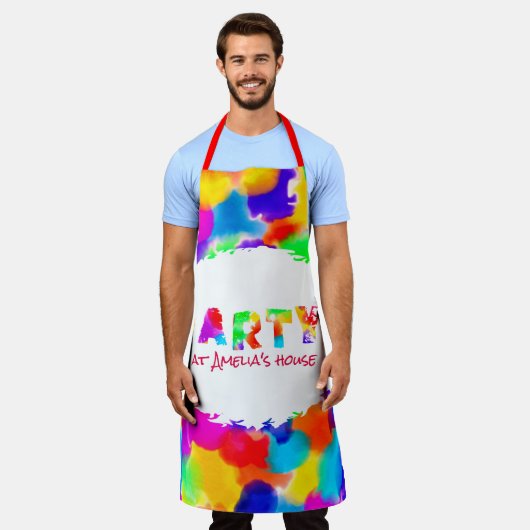 Personalisiertes Rainbow-Splash-Party Schürze (Getragen)