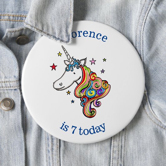 Personalisiertes Rainbow Unicorage Age Birthday Ab Button (Beispiel)