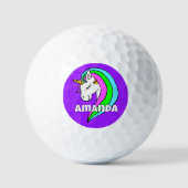 Personalisiertes Rainbow Unicorn Golfball (Vorderseite)
