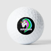 Personalisiertes Rainbow Unicorn Golfball (Vorderseite)